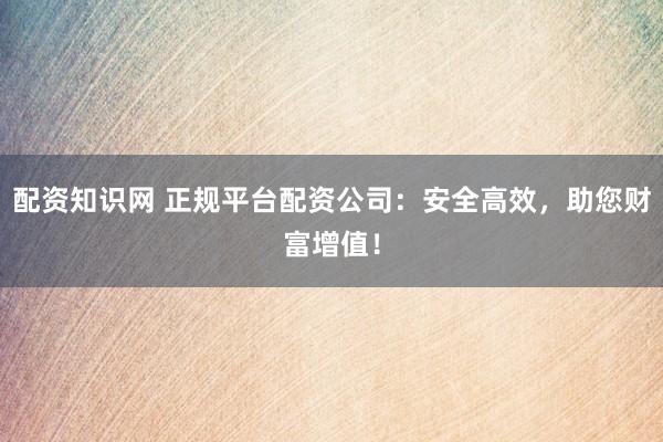 配资知识网 正规平台配资公司：安全高效，助您财富增值！