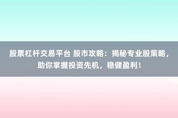 股票杠杆交易平台 股市攻略:揭秘专业股策略,助你掌握投资先机,稳健盈利!