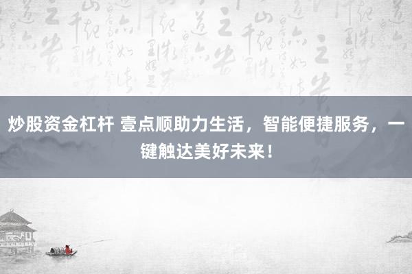 炒股资金杠杆 壹点顺助力生活,智能便捷服务,一键触达美好未来!
