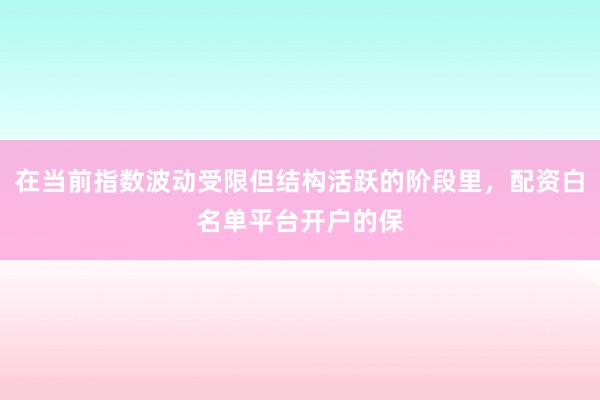 在当前指数波动受限但结构活跃的阶段里，配资白名单平台开户的保