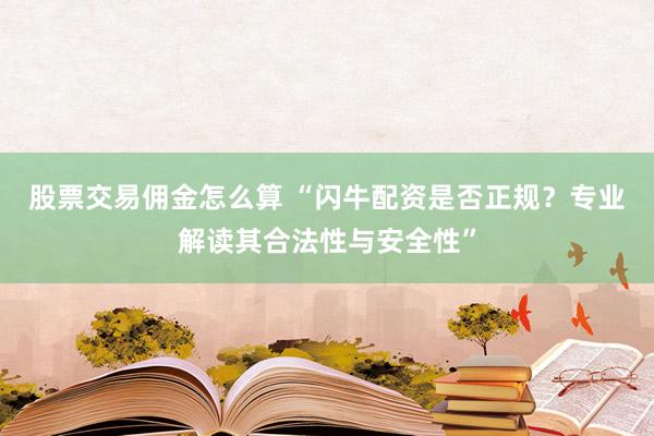 股票交易佣金怎么算 “闪牛配资是否正规？专业解读其合法性与安全性”