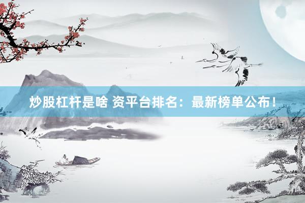 炒股杠杆是啥 资平台排名：最新榜单公布！
